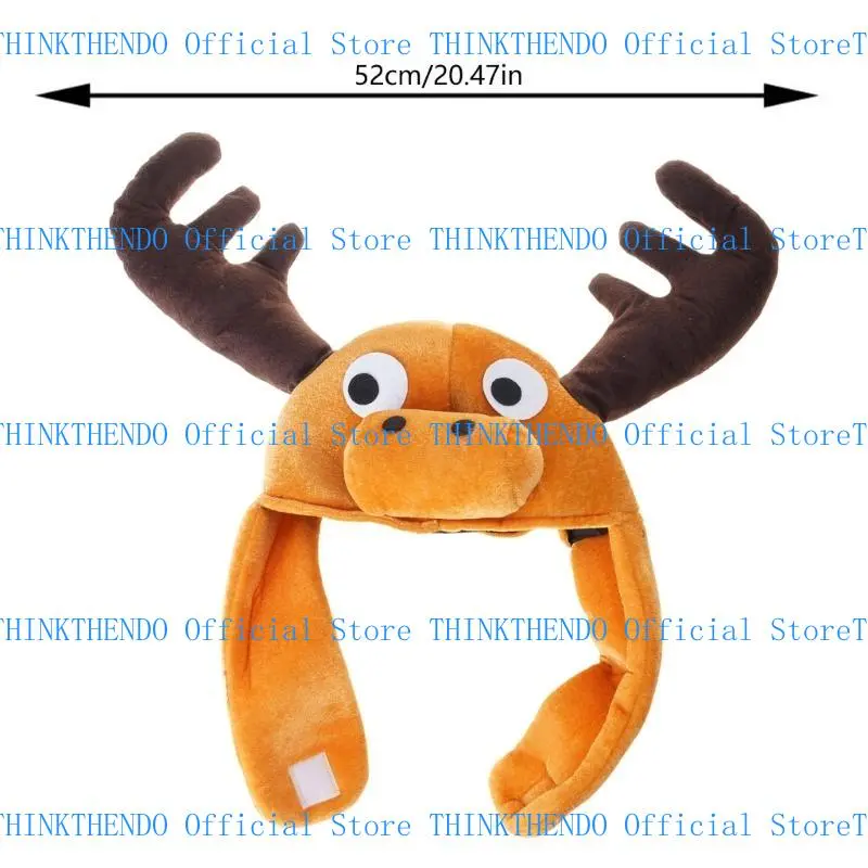 652F Soft Plush Moose Hat Lovely Animal Design Reindeer Hat Perfect for Children and Adults Winter Wear Festival Headpiece