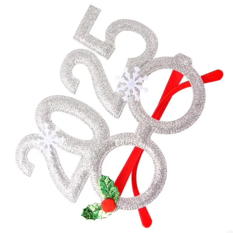 652F 2025 Christmas Glasses Glitter Holiday Party Glasses Frames Christmas Costume Eyeglasses 2025 New Year Party Eyeglasses