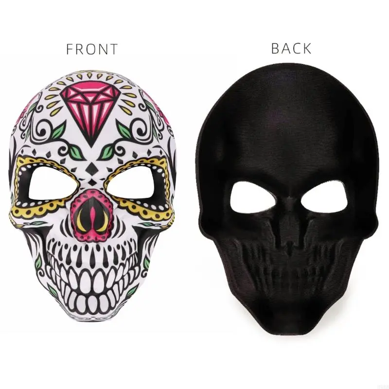 652F Halloween Mask  Day of the Dead Cosplay Mask Scary Skull Print Mask Costume Prop for Holiday Festivals Masquerade