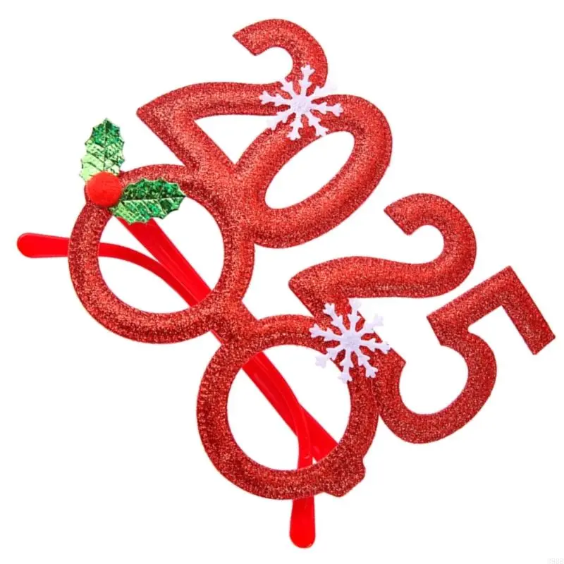 652F 2025 Christmas Glasses Glitter Holiday Party Glasses Frames Christmas Costume Eyeglasses 2025 New Year Party Eyeglasses