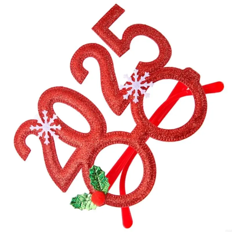 652F 2025 Christmas Glasses Glitter Holiday Party Glasses Frames Christmas Costume Eyeglasses 2025 New Year Party Eyeglasses