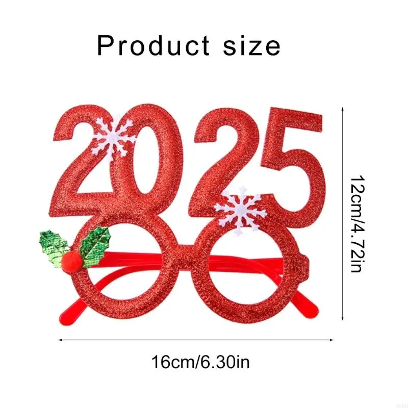 652F 2025 Christmas Glasses Glitter Holiday Party Glasses Frames Christmas Costume Eyeglasses 2025 New Year Party Eyeglasses