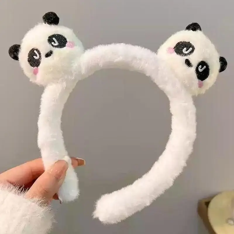 652F Cartoon Panda Hair Band Soft Plush Headband Comfortable Hairband Fashion Hair Decoration for Girls and Women