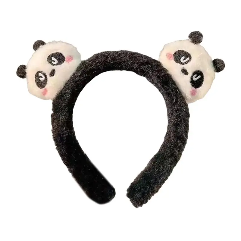 652F Cartoon Panda Hair Band Soft Plush Headband Comfortable Hairband Fashion Hair Decoration for Girls and Women