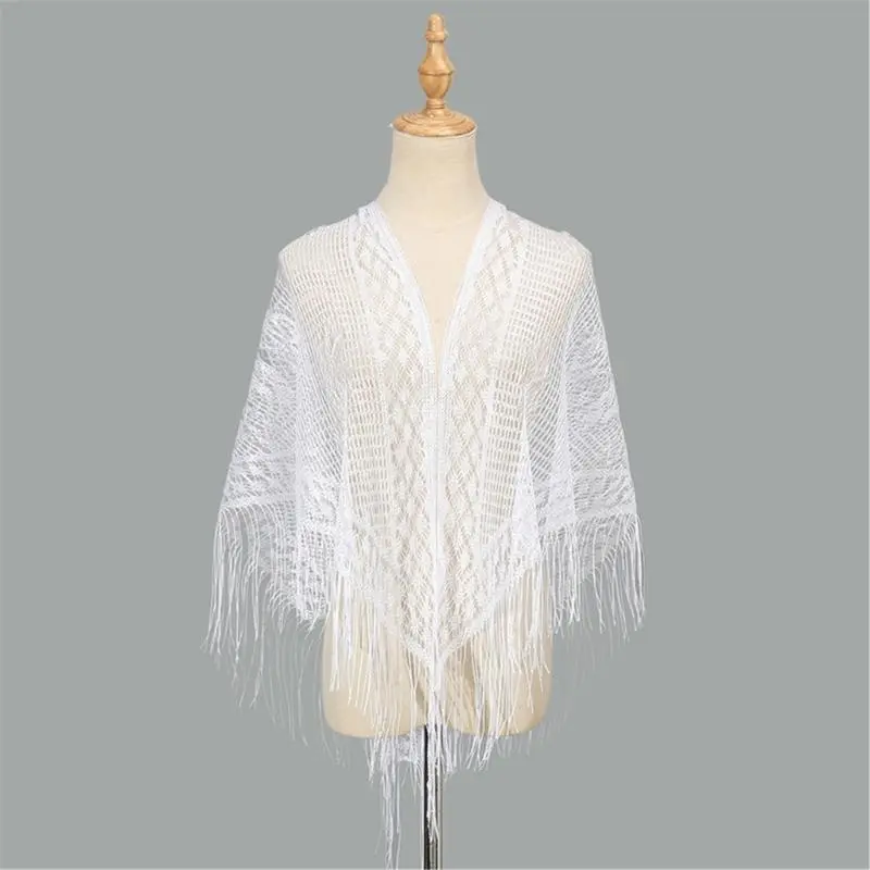 652F Multifunctional Shawl Head Wrap for Women Long Tassels Scarf for Weddings Evening Parties Cool Weather Fashion Accessory
