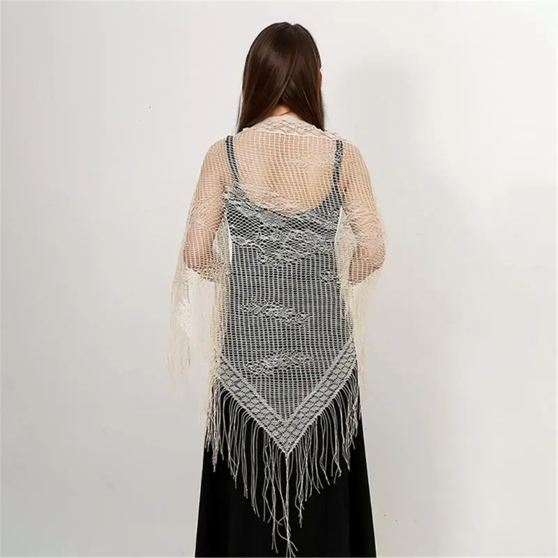 652F Multifunctional Shawl Head Wrap for Women Long Tassels Scarf for Weddings Evening Parties Cool Weather Fashion Accessory