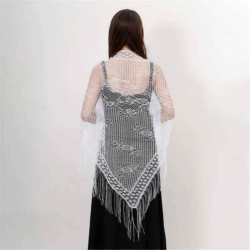 652F Multifunctional Shawl Head Wrap for Women Long Tassels Scarf for Weddings Evening Parties Cool Weather Fashion Accessory