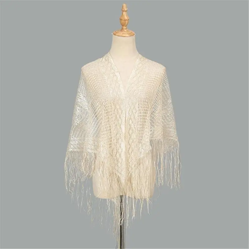 652F Multifunctional Shawl Head Wrap for Women Long Tassels Scarf for Weddings Evening Parties Cool Weather Fashion Accessory