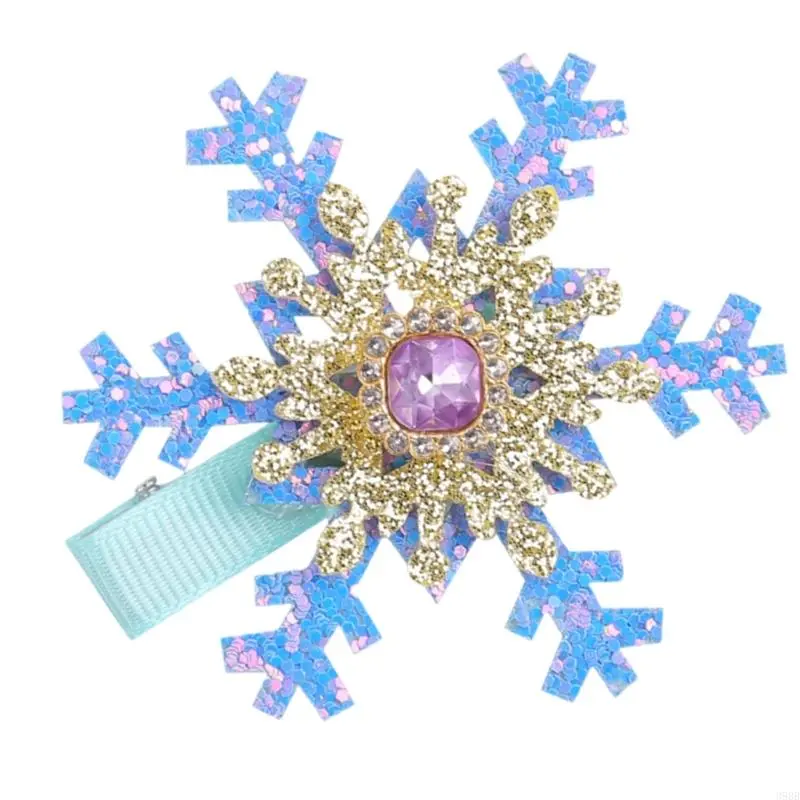 652F Snowflake Hair Clip Christmas Barrette Sweet Christmas Flat Clip Hairpin Christmas Elegant Hair Clip for Bunches
