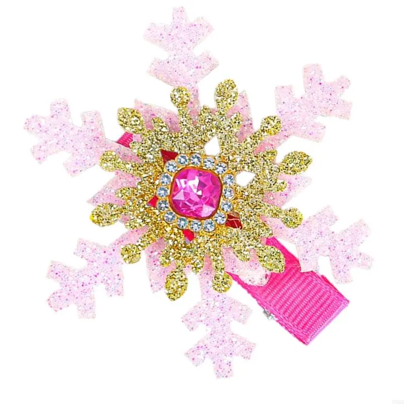 652F Snowflake Hair Clip Christmas Barrette Sweet Christmas Flat Clip Hairpin Christmas Elegant Hair Clip for Bunches
