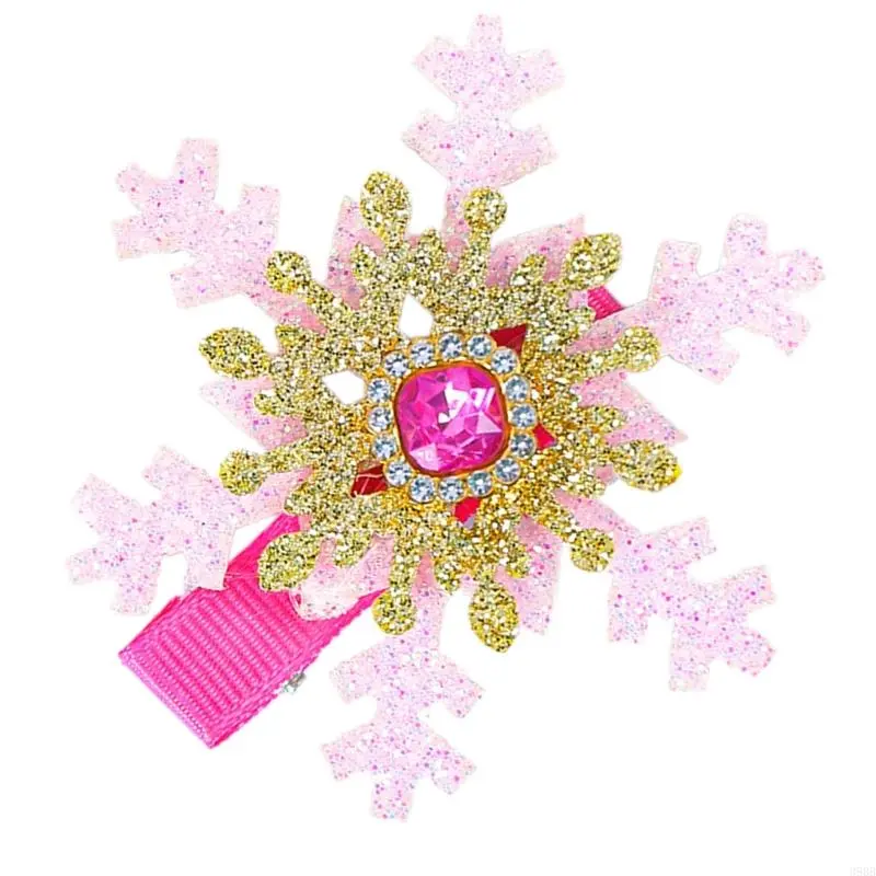 652F Snowflake Hair Clip Christmas Barrette Sweet Christmas Flat Clip Hairpin Christmas Elegant Hair Clip for Bunches