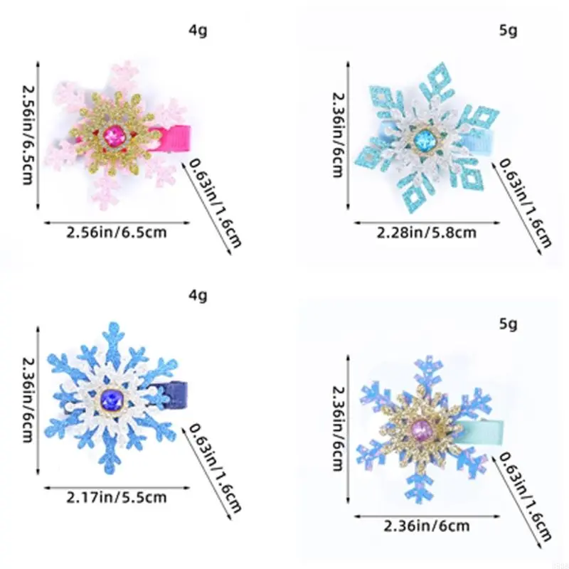 652F Snowflake Hair Clip Christmas Barrette Sweet Christmas Flat Clip Hairpin Christmas Elegant Hair Clip for Bunches