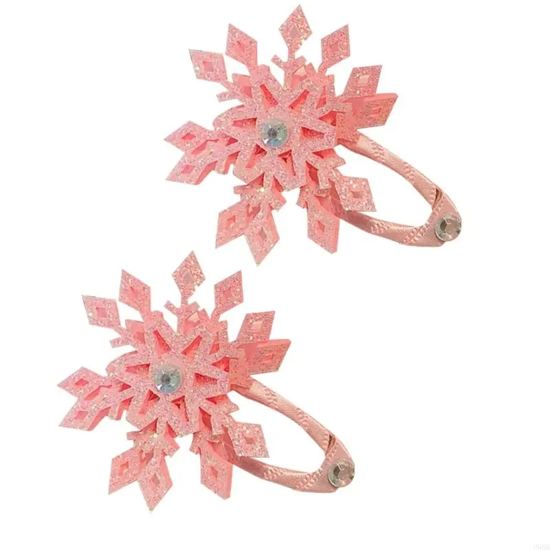 652F Christmas Festival Theme Snowflakes Hair Clip 2pcs for Women Girl Nonslip Side Barrettes for All Age Party Hair Ornament