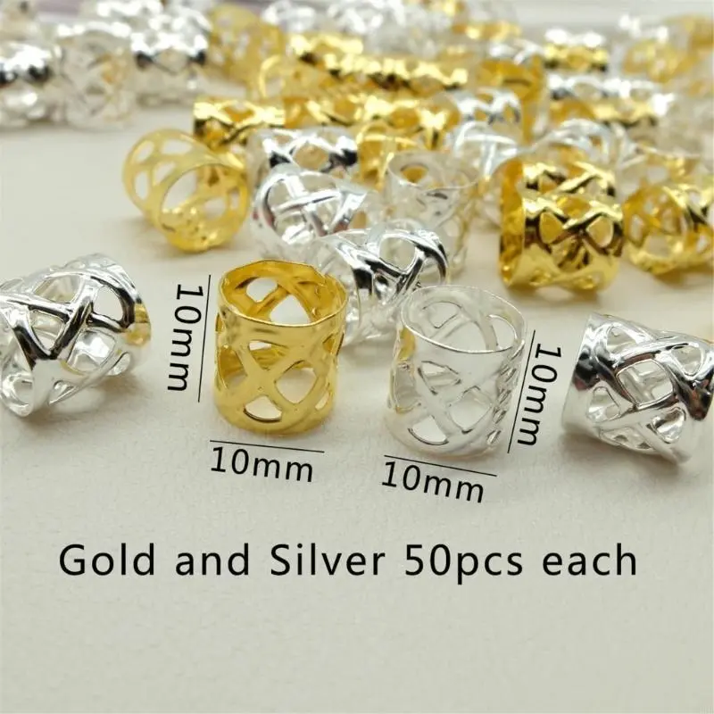 652F 100PCS Hair Braid Dreadlock Beads Cuffs Clips Braid Spirals Braid Hair Extension for Accessories Hair Rings Mixing Color