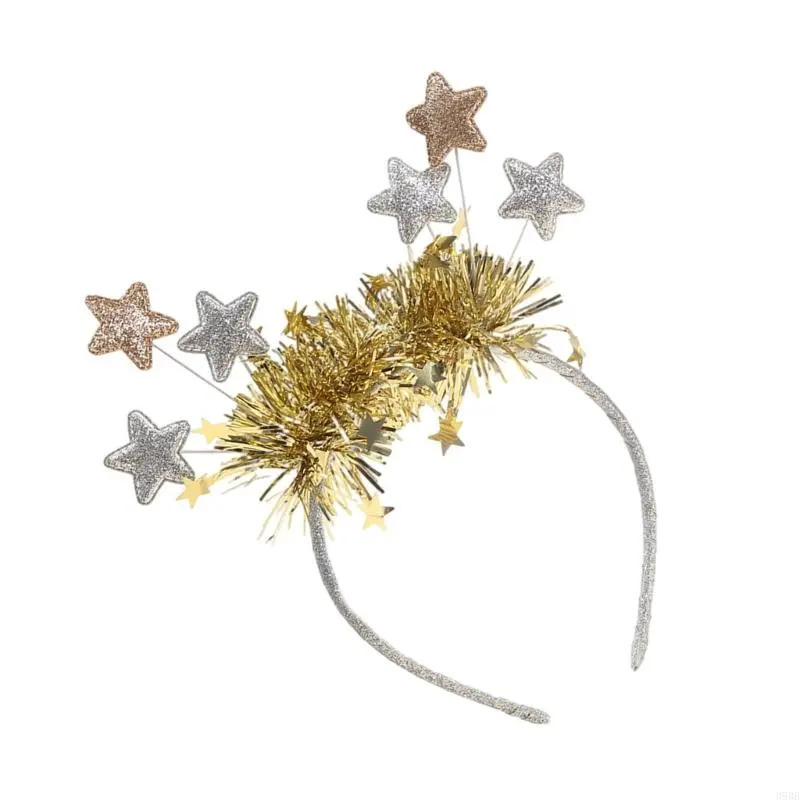 652F Star Blingbling Headband Christmas Headwear Christmas Party Photo Props Christmas Party Headwear Cosplay Accessories
