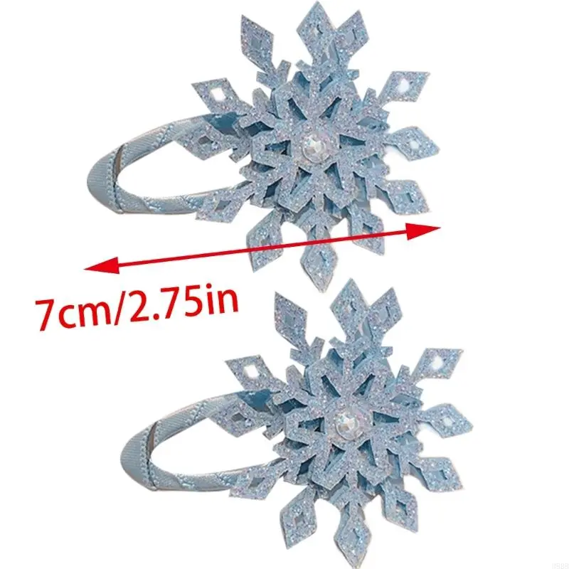 652F Christmas Festival Theme Snowflakes Hair Clip 2pcs for Women Girl Nonslip Side Barrettes for All Age Party Hair Ornament