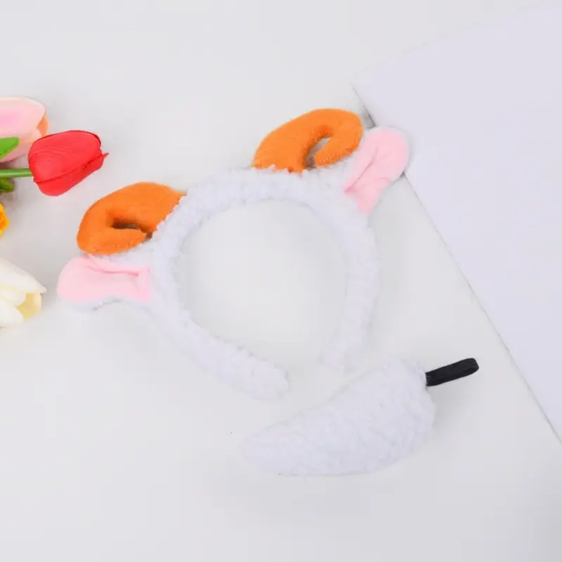 652F Adults Kids Plush Cartoon Animal Ear Headband Tail Sheep Costume Birthday Party Christmas Halloween Cosplay Costumes