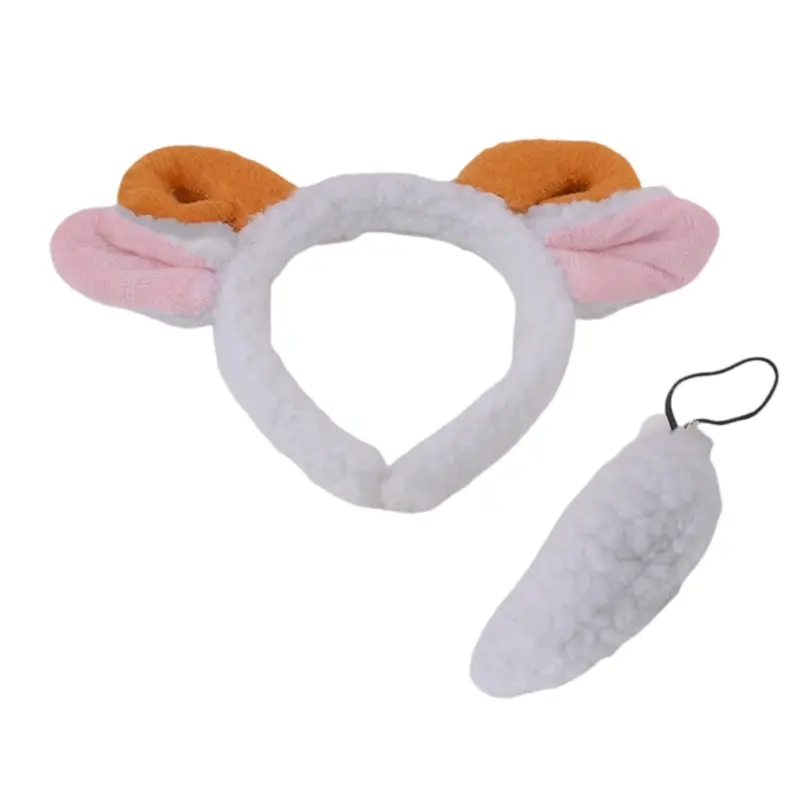 652F Adults Kids Plush Cartoon Animal Ear Headband Tail Sheep Costume Birthday Party Christmas Halloween Cosplay Costumes