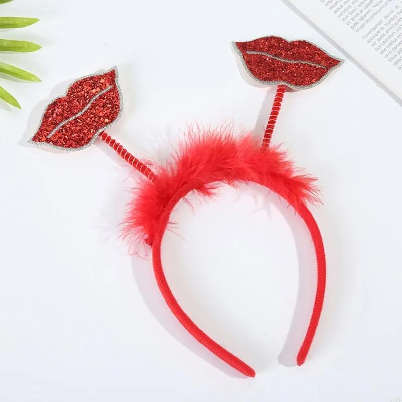 652F Valentine's Day Heart Headwear Headband Red for Valentine's Day Stall Rose Selling Eye-catching Headbands