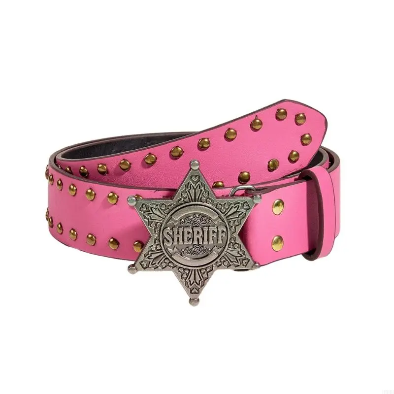 39BB European and American Snap Belt Women Star Rivets Punk Wide Belts Western Belts Jeans Pants Dresses Belts with Buckles