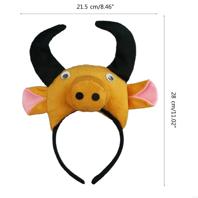 652F Animal Cosplay Accessory Set 3Pcs Costume Set Cow Ear Headband Bowtie Plush Tail Set Halloween Cosplay Party