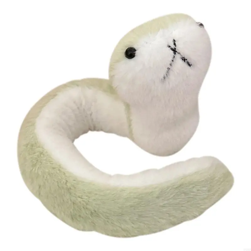 652F Stuffed Snake Toy Plush Green Bendable Figure Anime for Chinese New Year 2025 Spring Festival Throw Pillow