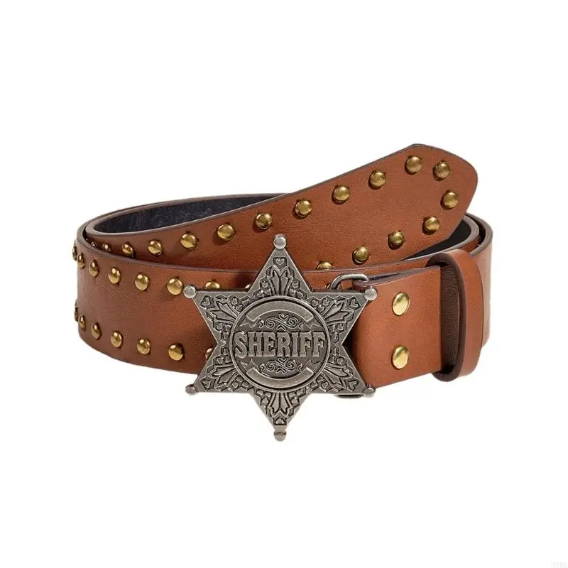 39BB European and American Snap Belt Women Star Rivets Punk Wide Belts Western Belts Jeans Pants Dresses Belts with Buckles