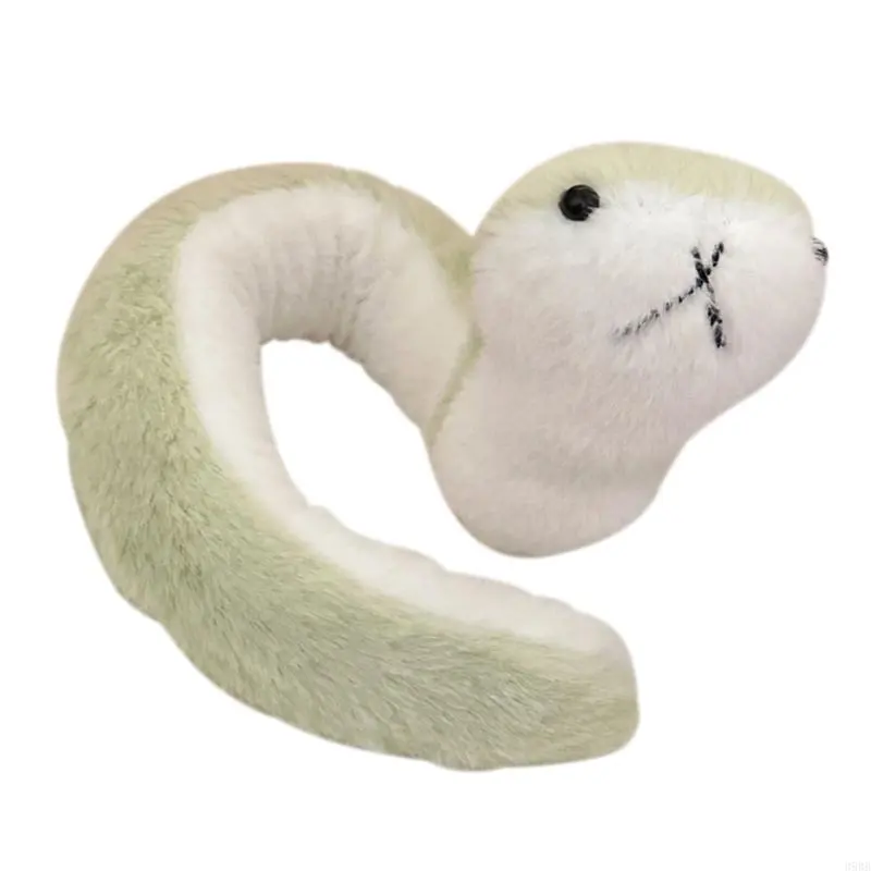 652F Stuffed Snake Toy Plush Green Bendable Figure Anime for Chinese New Year 2025 Spring Festival Throw Pillow