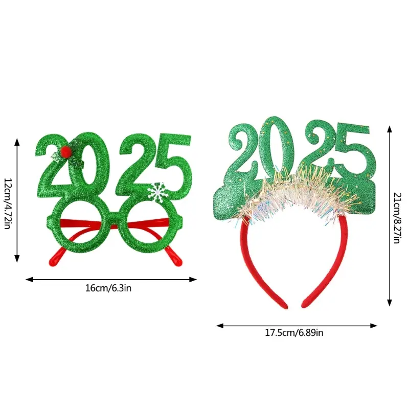 652F New Year Headband Costume Glasses Paper Lenses New Year Party Props Karaoke Party Props Cosplay Accessories