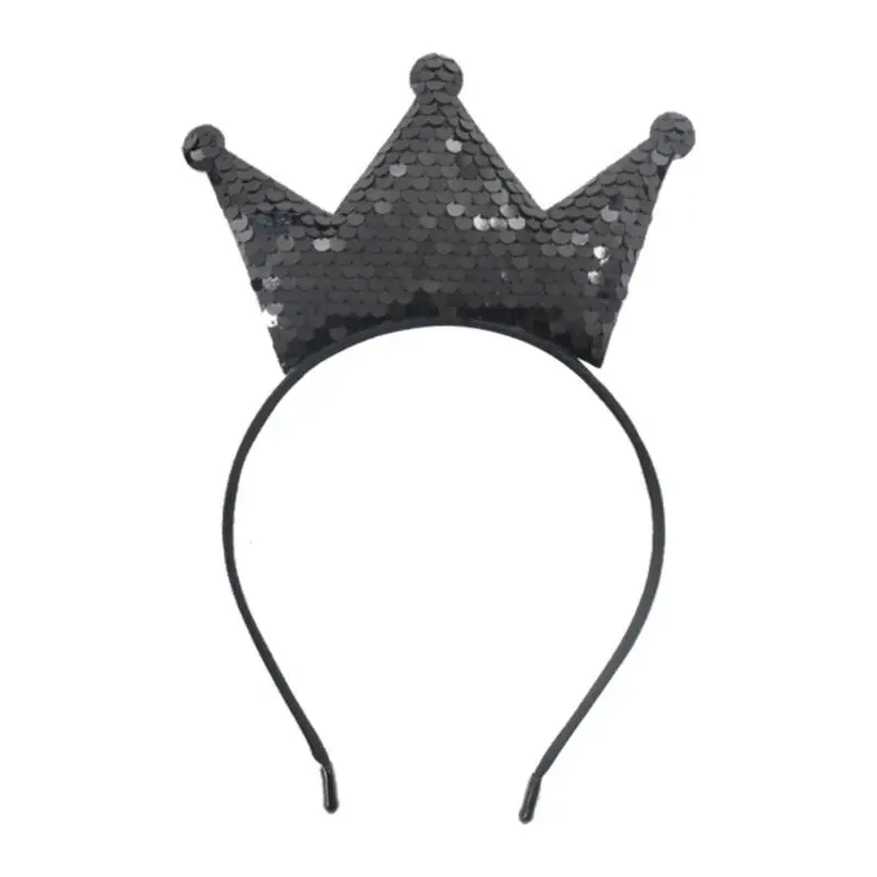 652F Glittering Tiaras Crowns Headbands With Sequins For Kids Birthday Party Gathering Dressingup Props Hairhoop