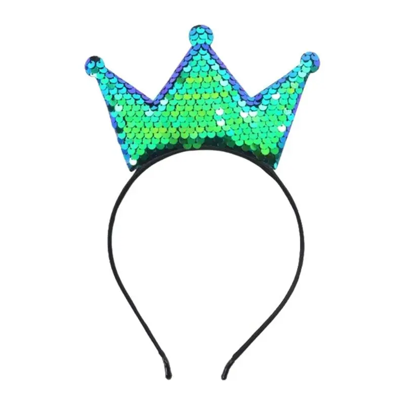 652F Glittering Tiaras Crowns Headbands With Sequins For Kids Birthday Party Gathering Dressingup Props Hairhoop
