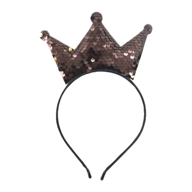 652F Glittering Tiaras Crowns Headbands With Sequins For Kids Birthday Party Gathering Dressingup Props Hairhoop
