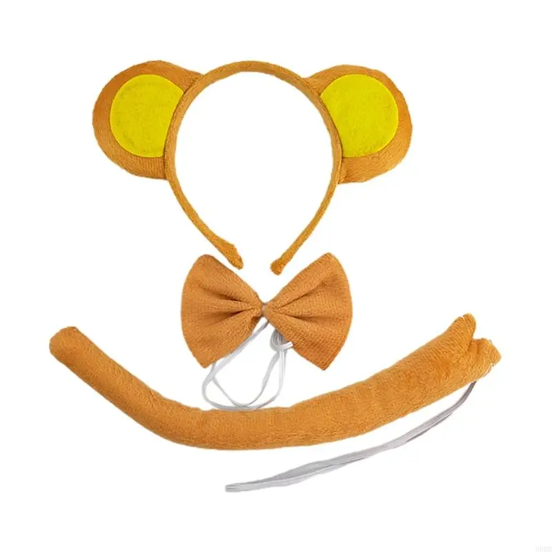 652F Ears Headbands Bows Tail Monkey Ears for Kids Girls Women Princess Party Decorations Cosplay Animal Headband For Washing