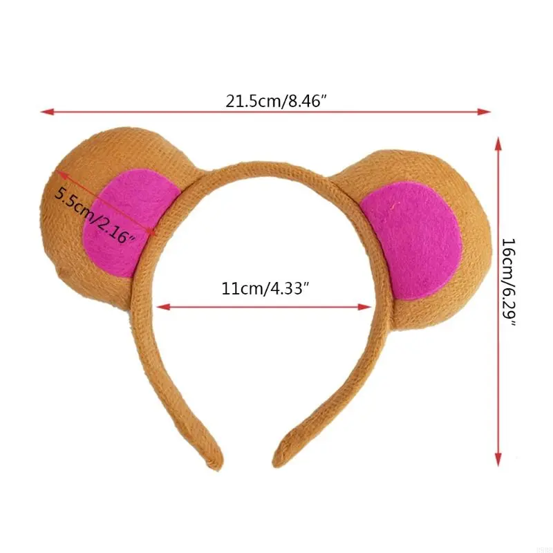 652F Ears Headbands Bows Tail Monkey Ears for Kids Girls Women Princess Party Decorations Cosplay Animal Headband For Washing