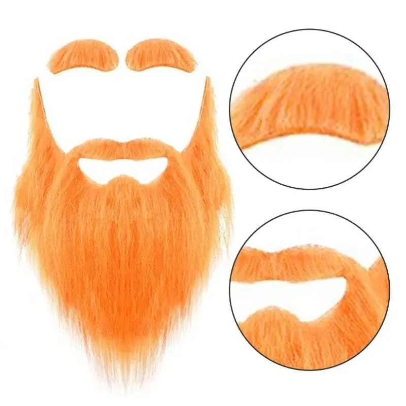 652F Realistic Mustaches Beards Eyebrows Set Patricks Day Costume Accessories for Irish Festival Parties Halloween Christmas