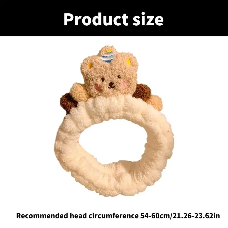 652F Furry Brown Bear Hairhoop for Female Face Washing Plush Makeup Hairband Party Costume Accessory Skin Care Hair Bands