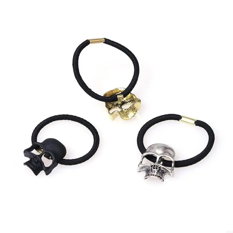 652F Skull Hair Tie Skull Scrunchies Halloween Ponytail Holder Skull Elastic Bands Goth Hair Tie Punk Hair Scrunchies