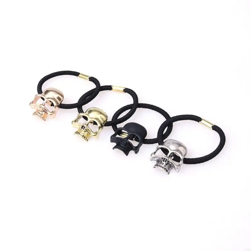 652F Skull Hair Tie Skull Scrunchies Halloween Ponytail Holder Skull Elastic Bands Goth Hair Tie Punk Hair Scrunchies