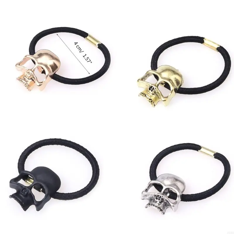 652F Skull Hair Tie Skull Scrunchies Halloween Ponytail Holder Skull Elastic Bands Goth Hair Tie Punk Hair Scrunchies
