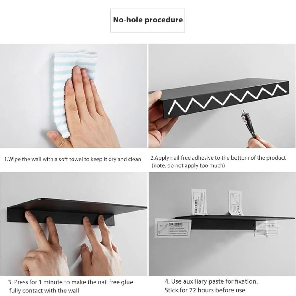 30/40/50 cm 1 pcs Aluminium Alloy Simple Punch-Free Bathroom Wall Shelf Kitchen Shelves Storage Rack Bathroom Storage