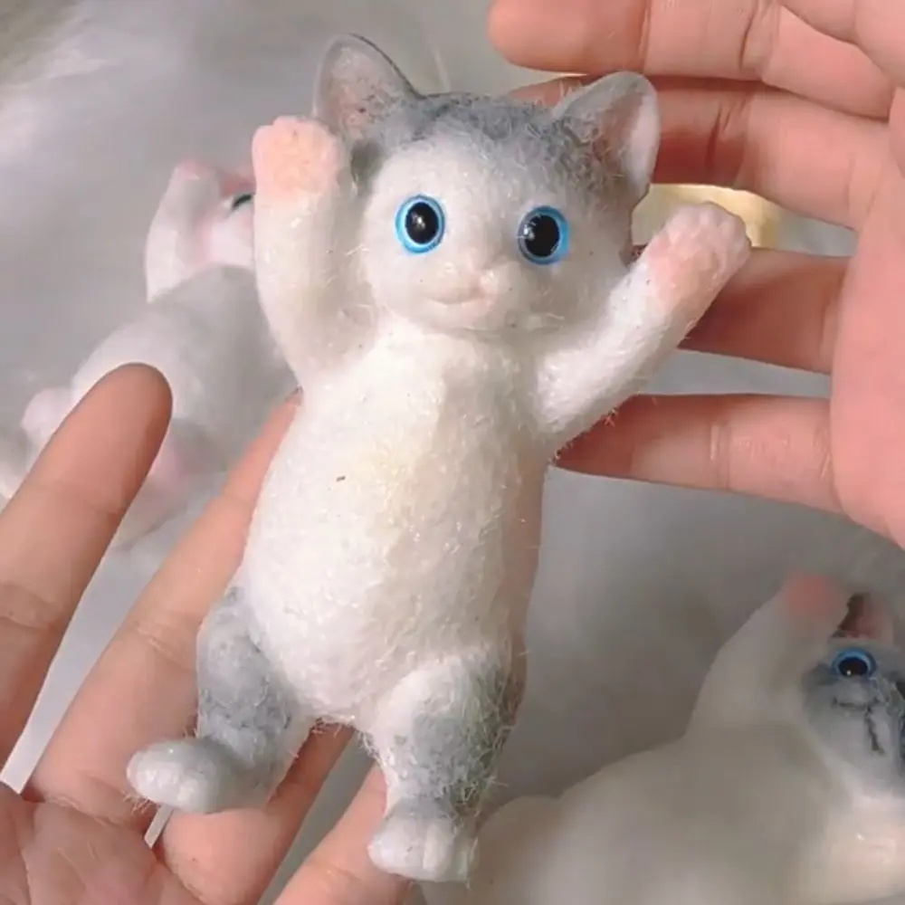 Pretend Play Slow Rebound Cat Doll Squeeze Toy Cartoon Animal Simulation Cat Squeeze Toys Mini Soft Cat Fidget Toy Adults