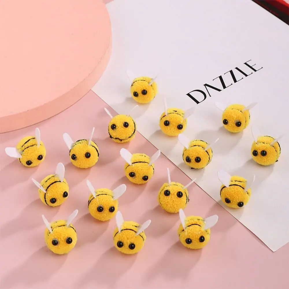 10pcs DIY Yellow Wool Felt Little Bee Felt Ball Cute Artificial Bees Crafts Creative Mini Bee Clothing Decor
