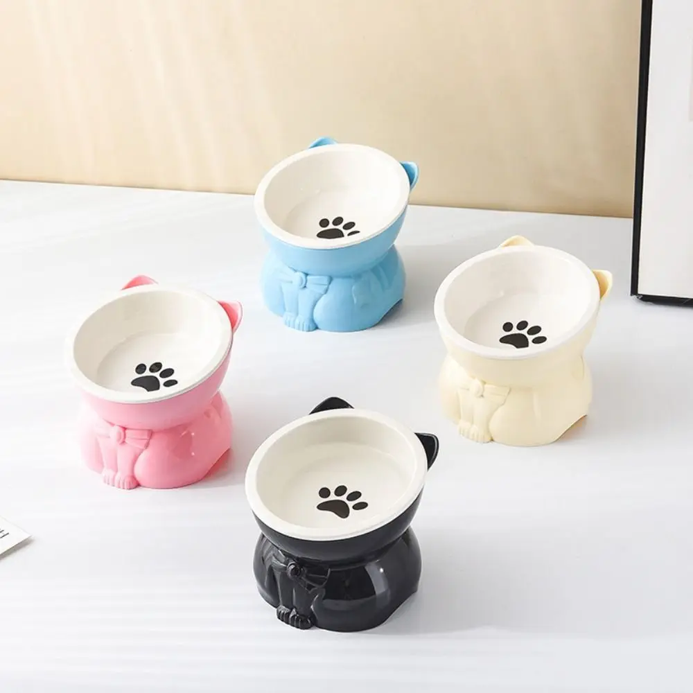 Pet Supplies Ceramic Cat Bowl Creative Cute Pet High Foot Bowl Slanted Mouth Detachable Dog Food Feeding Basin Neck Protection