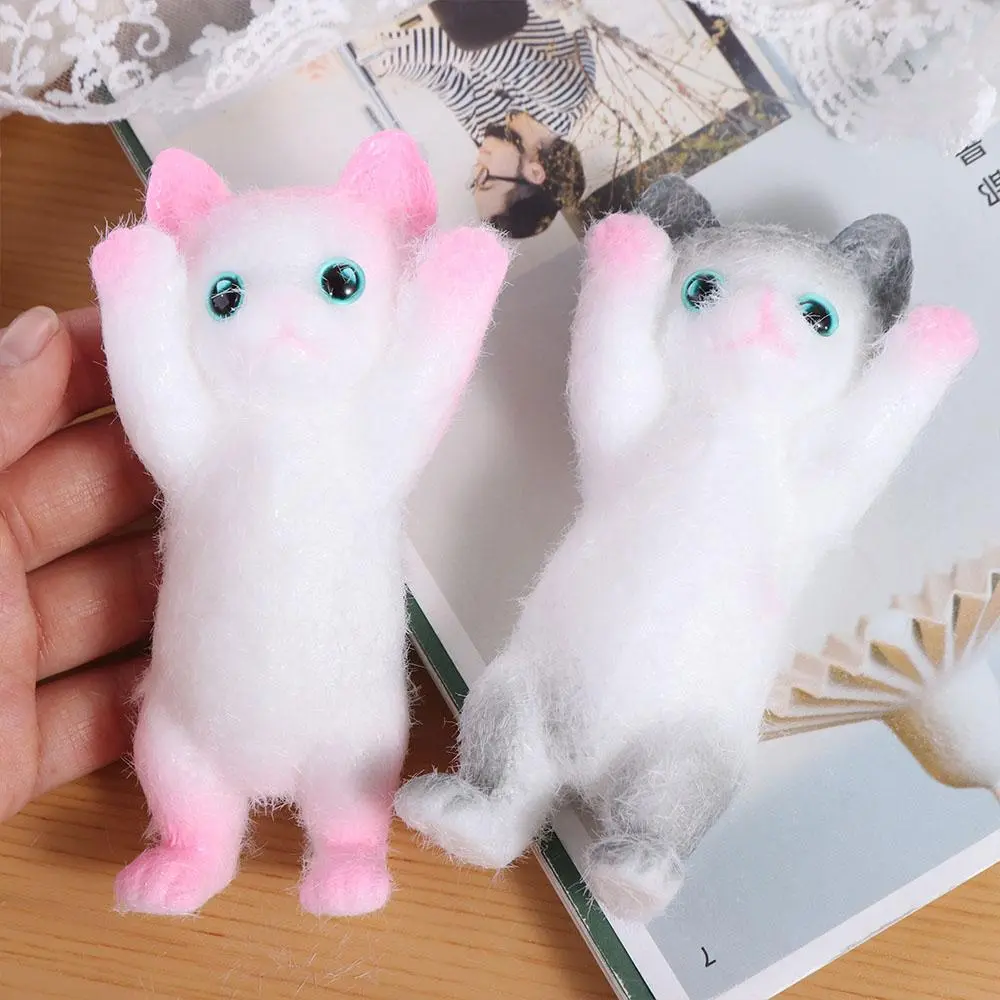 Pretend Play Slow Rebound Cat Doll Squeeze Toy Cartoon Animal Simulation Cat Squeeze Toys Mini Soft Cat Fidget Toy Adults