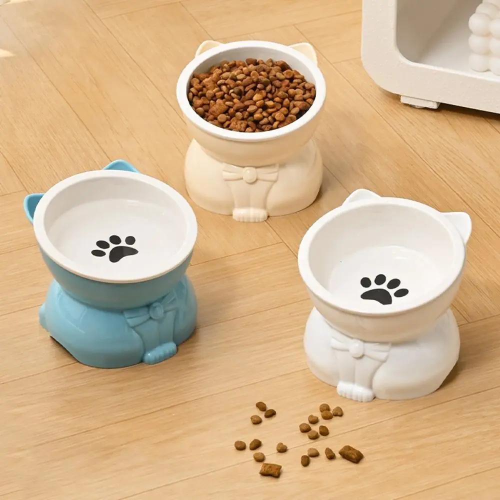 Pet Supplies Ceramic Cat Bowl Creative Cute Pet High Foot Bowl Slanted Mouth Detachable Dog Food Feeding Basin Neck Protection