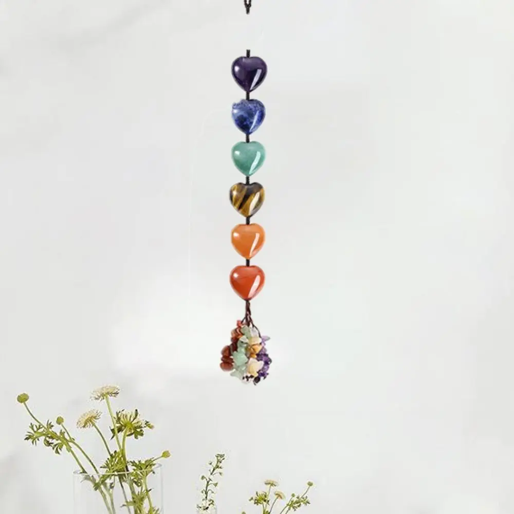 Creative 7 Chakras Crystal Hanging Ornament Charming Mysterious Car Hanging Pendant Handmade Natural Stone Ornaments Car Pendant