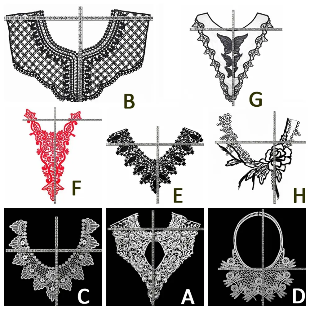 8 Style Flower Collar Neckline DIY Garment Accessories Embroidery Lace Apparel Sewing Fabric