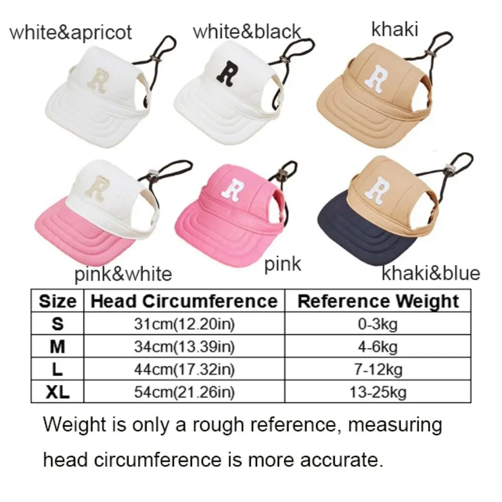 Fashion Embroidered Dog Sport Letter Cap Adjustable with Ear Holes Dog Sun Hat Breathable Puppy Sunscreen Hat Travel
