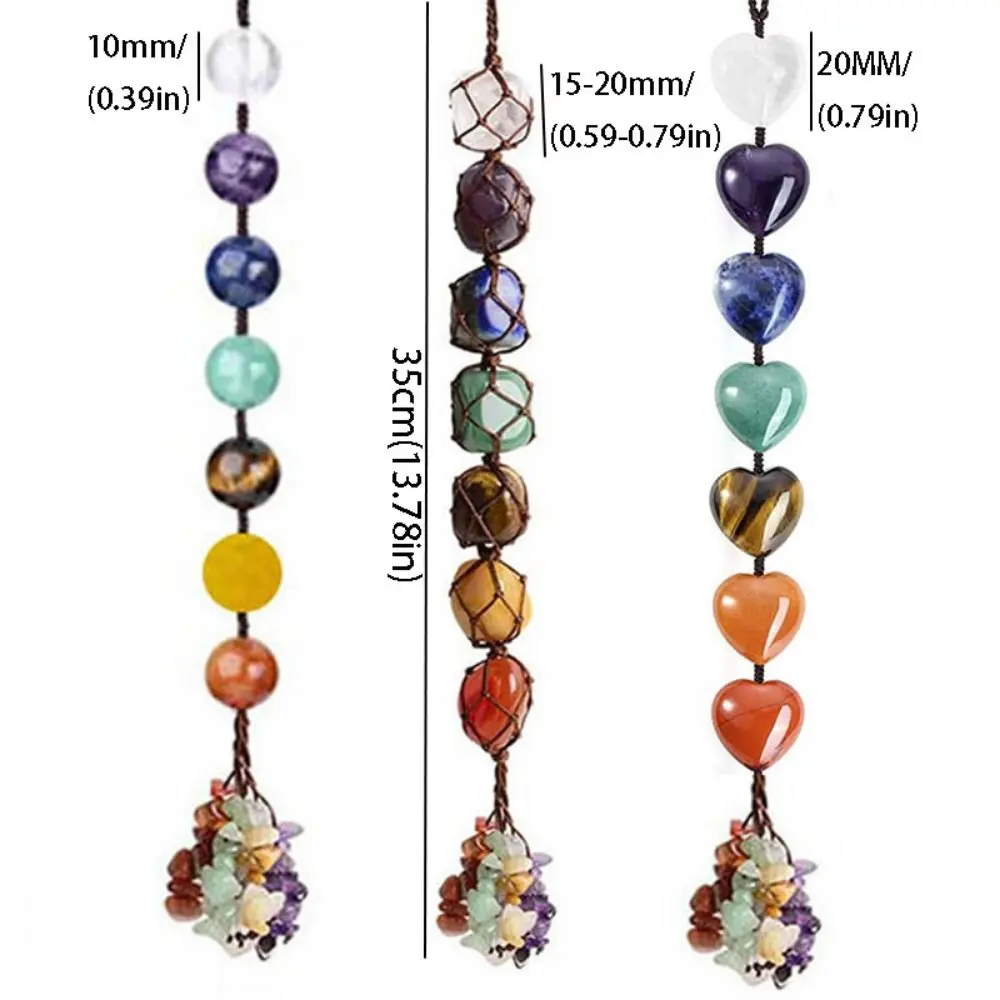 Creative 7 Chakras Crystal Hanging Ornament Charming Mysterious Car Hanging Pendant Handmade Natural Stone Ornaments Car Pendant