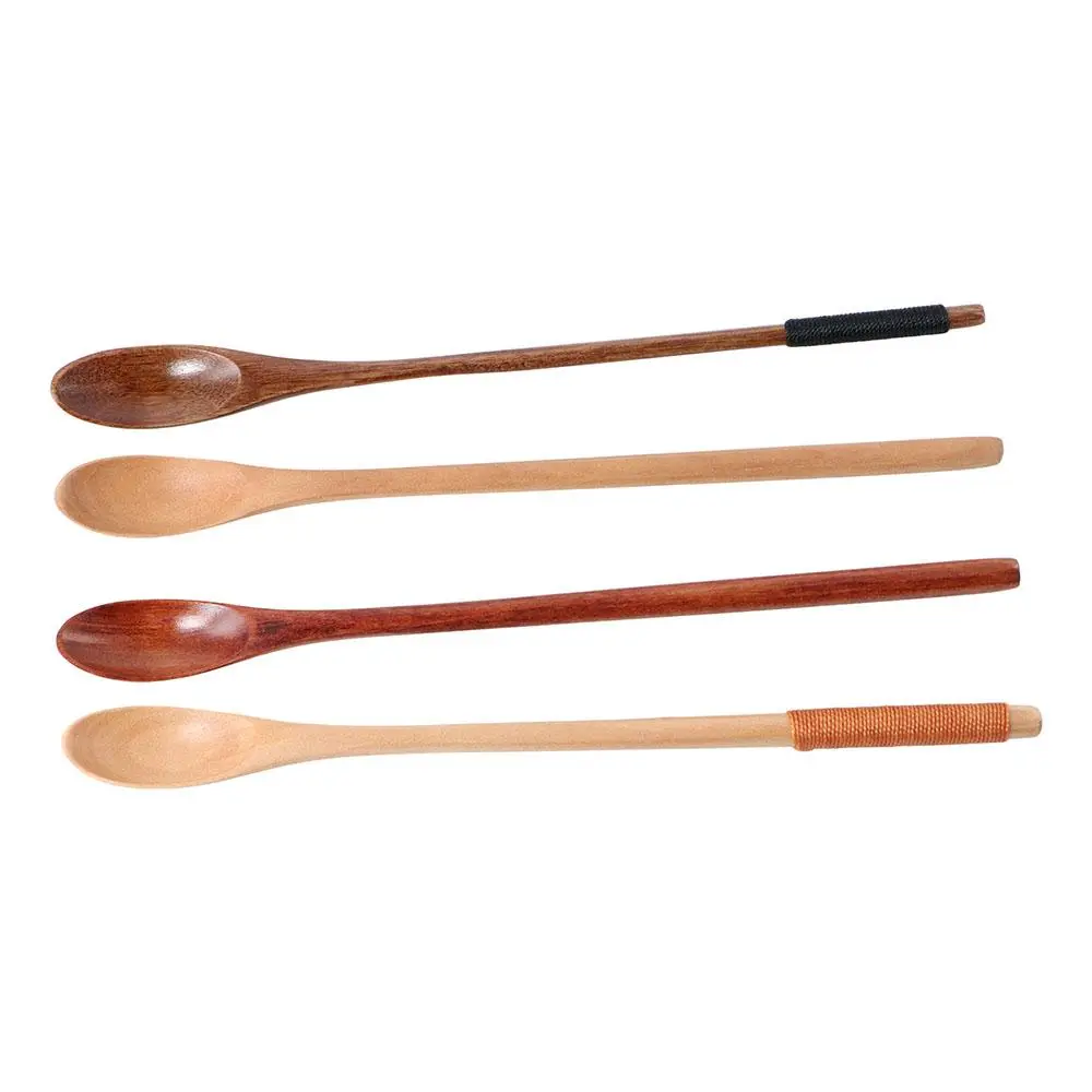 Wooden Cooking Stirring Long Handle Coffee Spoon Tableware Honey Spoon Tea Scoops